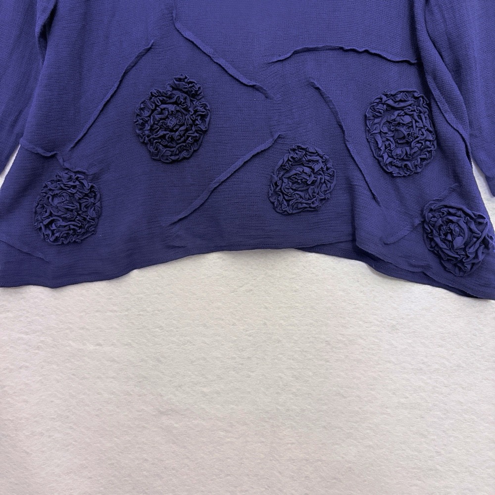 Made In Italy Linen Blend Tunic Flower Applique Lagenlook XL Oversized Woven - Picture 4 of 7